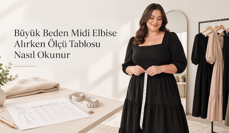 Büyük Beden Midi Elbise Alırken Ölçü Tablosu Nasıl Okunur